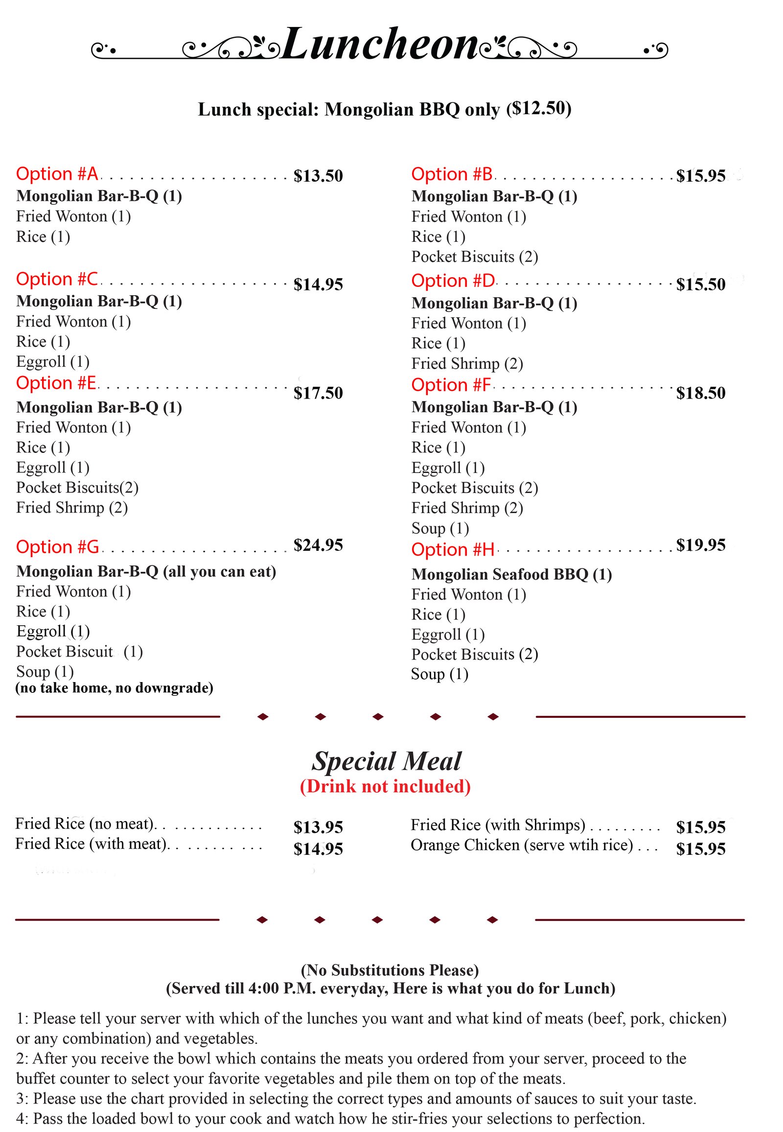 Lunch Menu